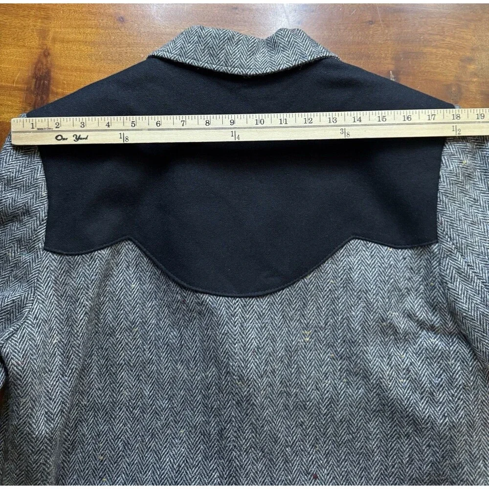 Vtg Pioneer Wear Women Medium Western Blazer Jacket Tweed Herringbone USA Sz M